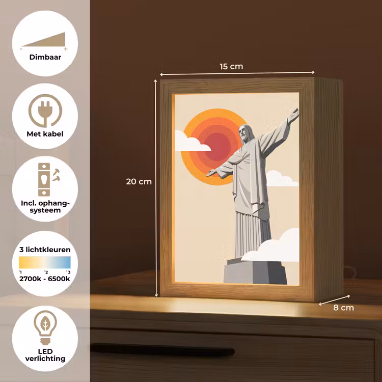 Gepersonaliseerde Lightbox - Monument - Stad - Zonsondergang - Minimalistisch - Oranje — 7