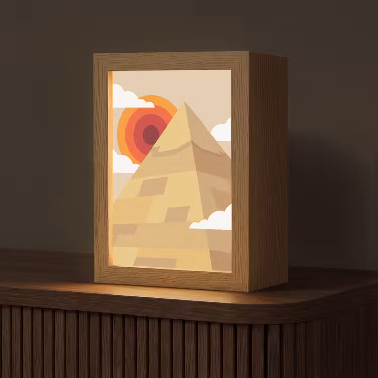 Gepersonaliseerde Lightbox - Piramide - Zon - Woestijn - Modern - Oranje — 1