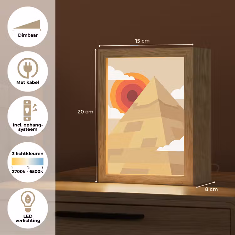 Gepersonaliseerde Lightbox - Piramide - Zon - Woestijn - Modern - Oranje — 7