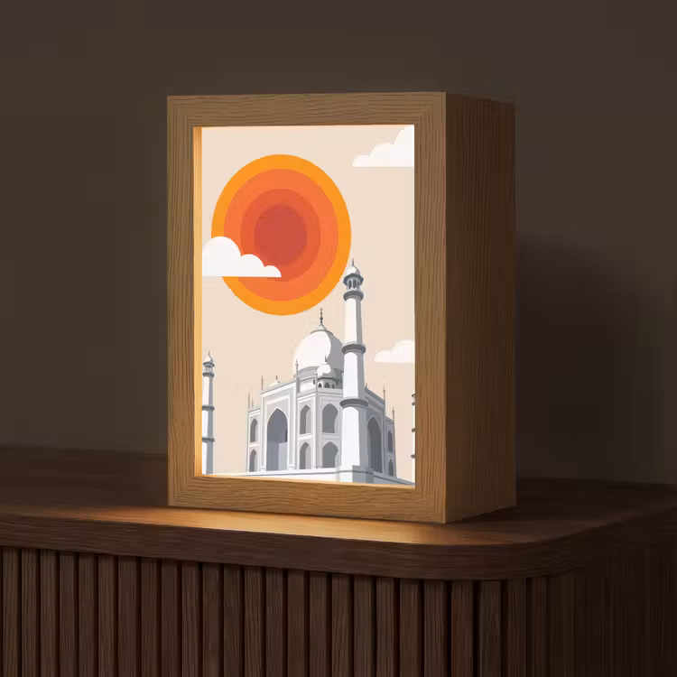 Gepersonaliseerde Lightbox - Taj Mahal - Zon - Koepel - Architectuur - India - Grafisch — 1
