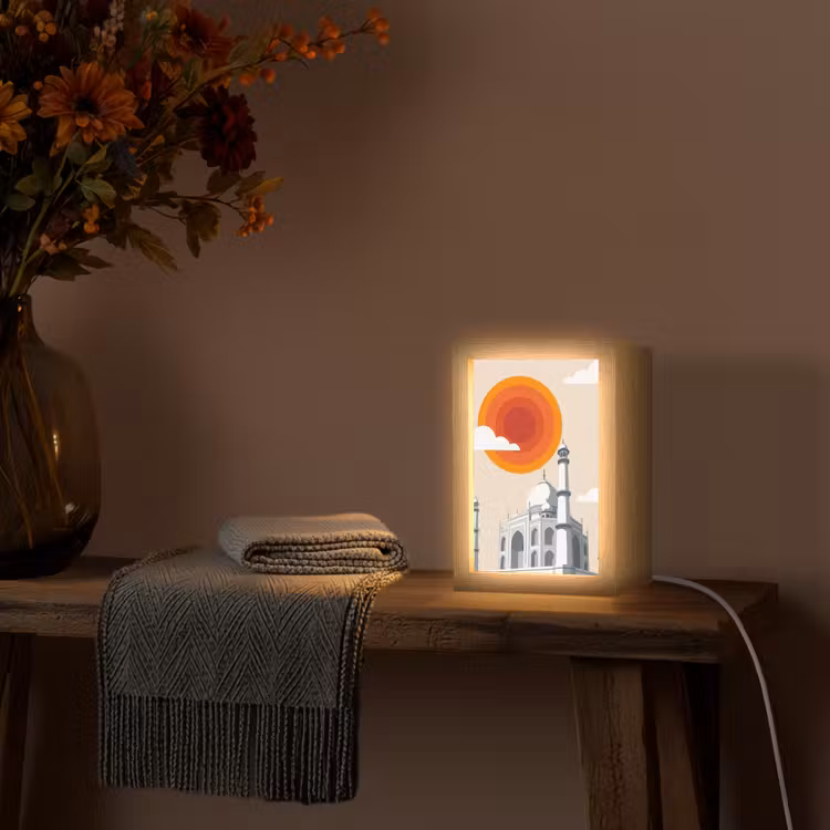 Gepersonaliseerde Lightbox - Taj Mahal - Zon - Koepel - Architectuur - India - Grafisch — 3