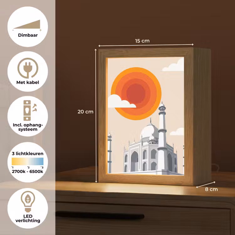 Gepersonaliseerde Lightbox - Taj Mahal - Zon - Koepel - Architectuur - India - Grafisch — 7