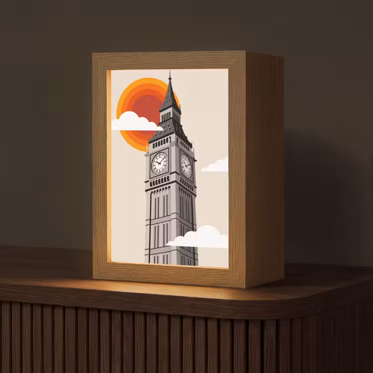 Gepersonaliseerde Lightbox - Toren - Klok - Londen - Architectuur - Retro — 1