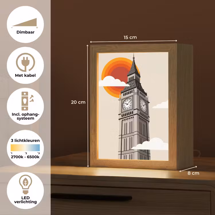 Gepersonaliseerde Lightbox - Toren - Klok - Londen - Architectuur - Retro — 7