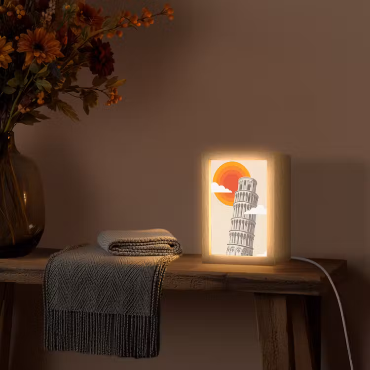 Gepersonaliseerde Lightbox - Toren - Pisa - Architectuur - Minimalistisch - Beige — 3