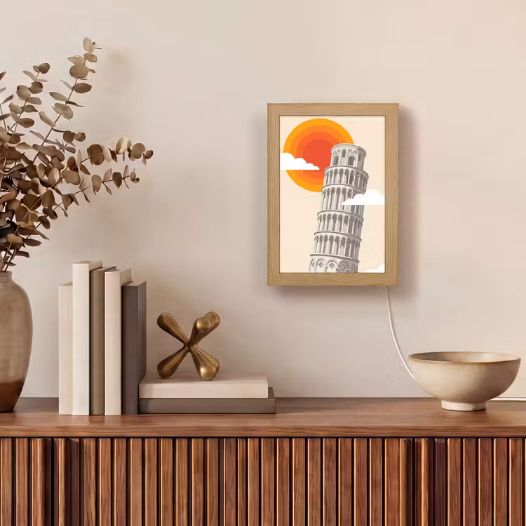 Gepersonaliseerde Lightbox - Toren - Pisa - Architectuur - Minimalistisch - Beige — 4
