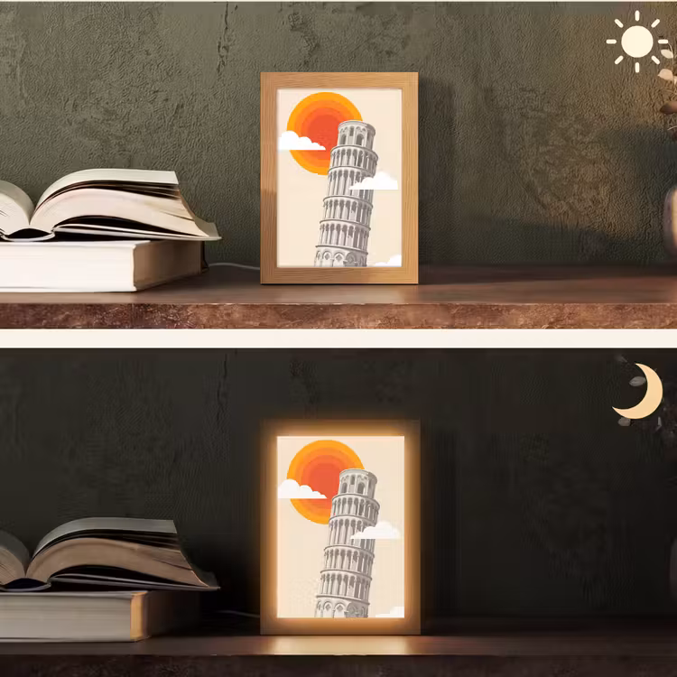 Gepersonaliseerde Lightbox - Toren - Pisa - Architectuur - Minimalistisch - Beige — 5