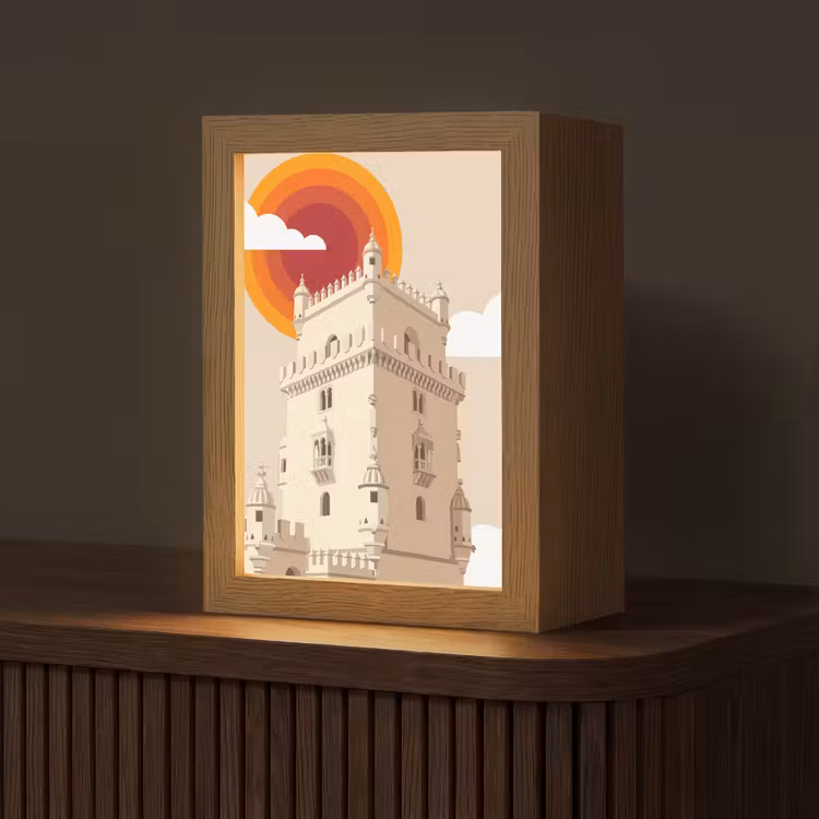 Gepersonaliseerde Lightbox - Toren - Rivier - Architectuur - Modern - Oranje — 1
