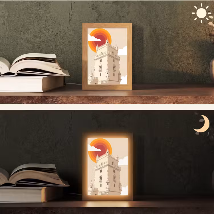 Gepersonaliseerde Lightbox - Toren - Rivier - Architectuur - Modern - Oranje — 5
