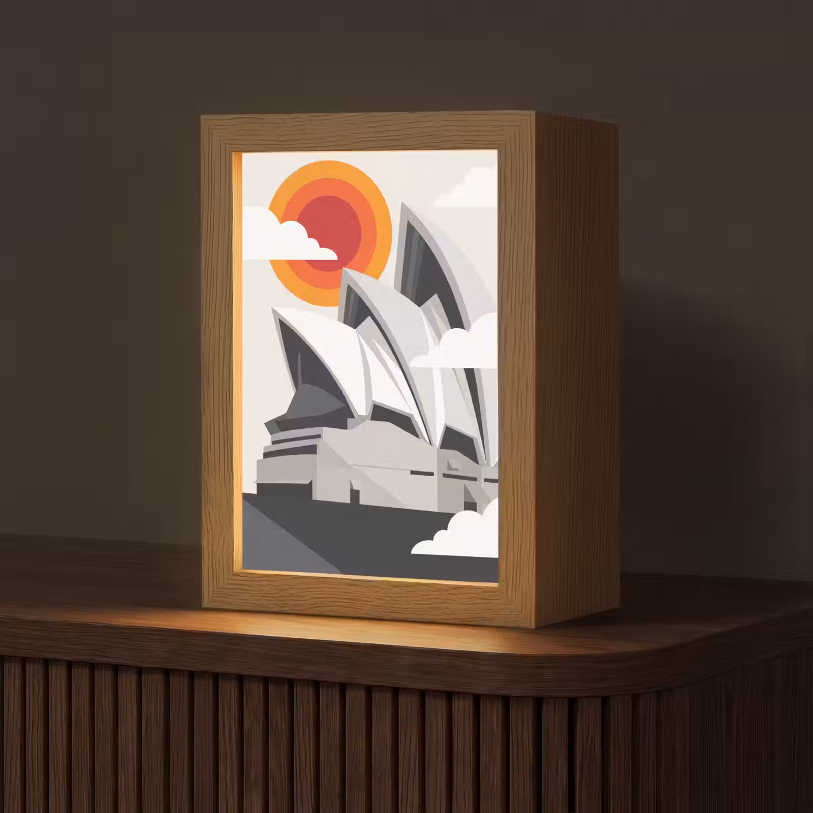Gepersonaliseerde Lightbox - Architectuur - Stadsgezicht - Modern - Grijs - Oranje — 1