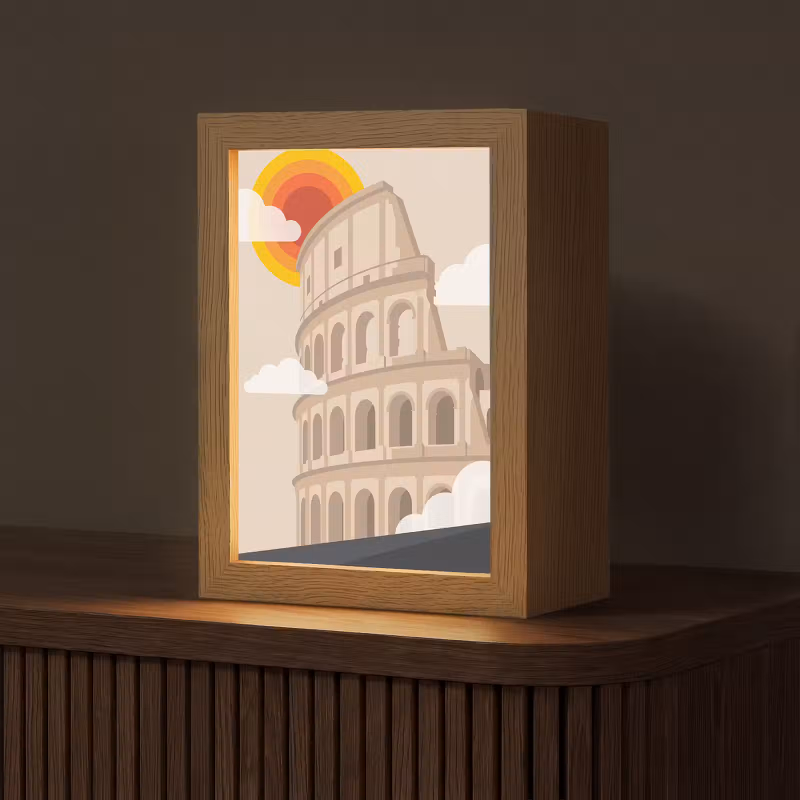 Gepersonaliseerde Lightbox - Colosseum - Zonsopgang - Rome - Architectuur - Beige — 1