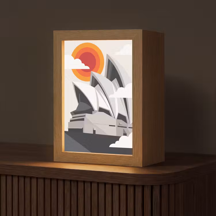 Gepersonaliseerde Lightbox - Architectuur - Stadsgezicht - Modern - Grijs - Oranje — 1