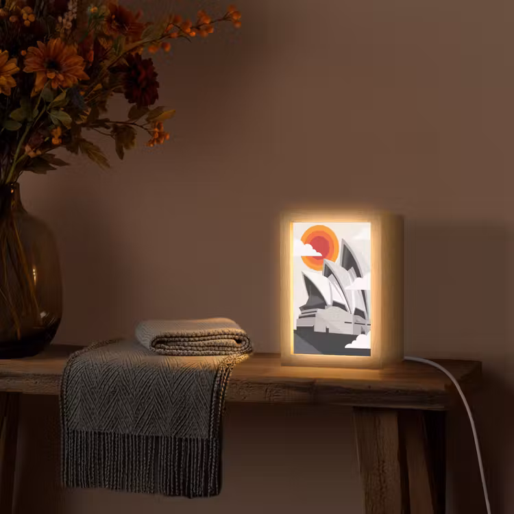 Gepersonaliseerde Lightbox - Architectuur - Stadsgezicht - Modern - Grijs - Oranje — 3