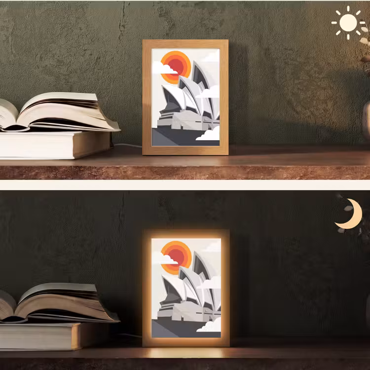 Gepersonaliseerde Lightbox - Architectuur - Stadsgezicht - Modern - Grijs - Oranje — 5