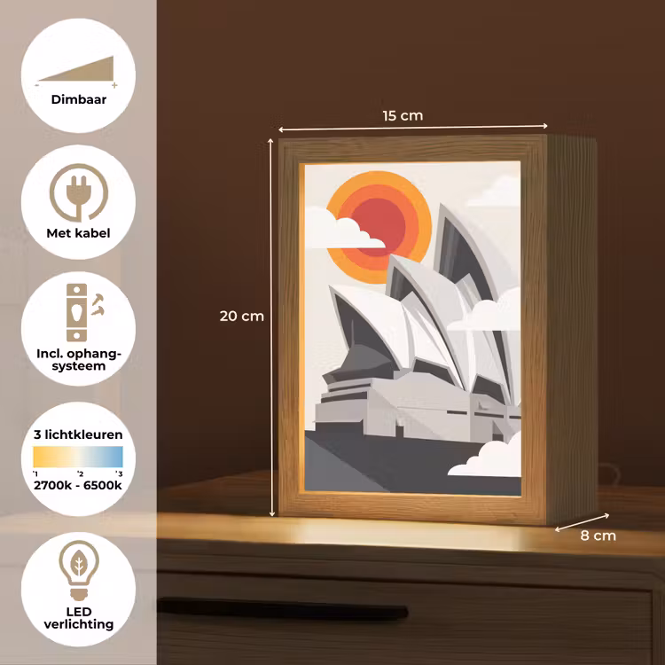 Gepersonaliseerde Lightbox - Architectuur - Stadsgezicht - Modern - Grijs - Oranje — 7
