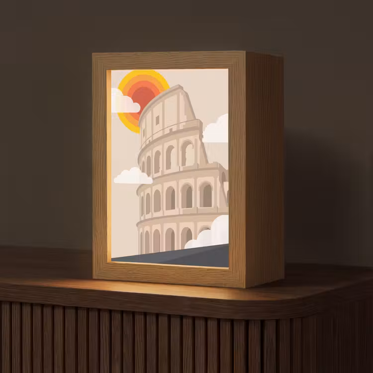 Gepersonaliseerde Lightbox - Colosseum - Zonsopgang - Rome - Architectuur - Beige — 1