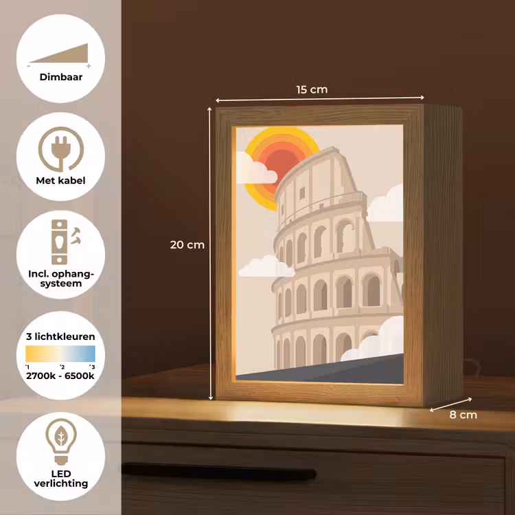 Gepersonaliseerde Lightbox - Colosseum - Zonsopgang - Rome - Architectuur - Beige — 7