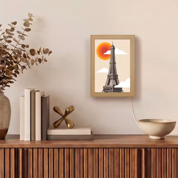 Gepersonaliseerde Lightbox - Eiffeltoren - Zon - Architectuur - Abstract - Beige — 4