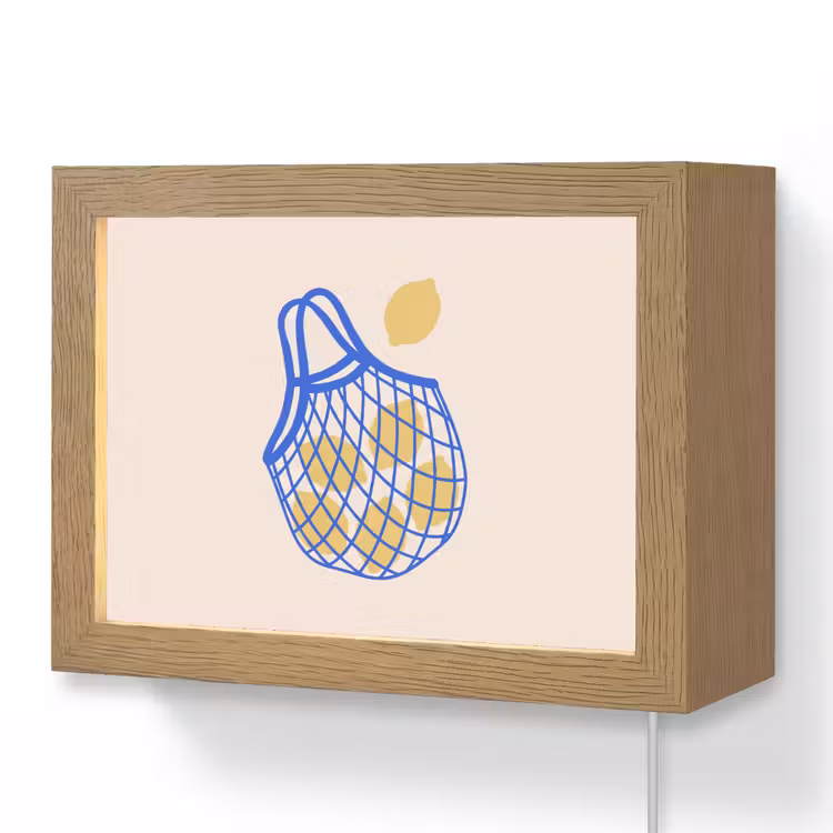 Lightbox - Wandlamp - Eten - Citroen - Boodschappen - Abstract - Geel - Blauw — 1
