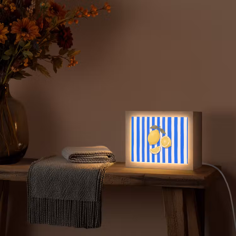 Lightbox - Wandlamp - Fruit - Citroen - Zomer - Geel - Blauw — 5