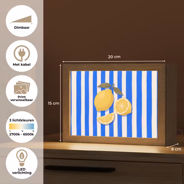 Lightbox - Wandlamp - Fruit - Citroen - Zomer - Geel - Blauw — 9