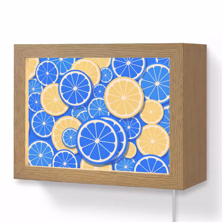 Lightbox - Wandlamp - Fruit - Schijven - Patroon - Modern - Blauw - Geel — 1