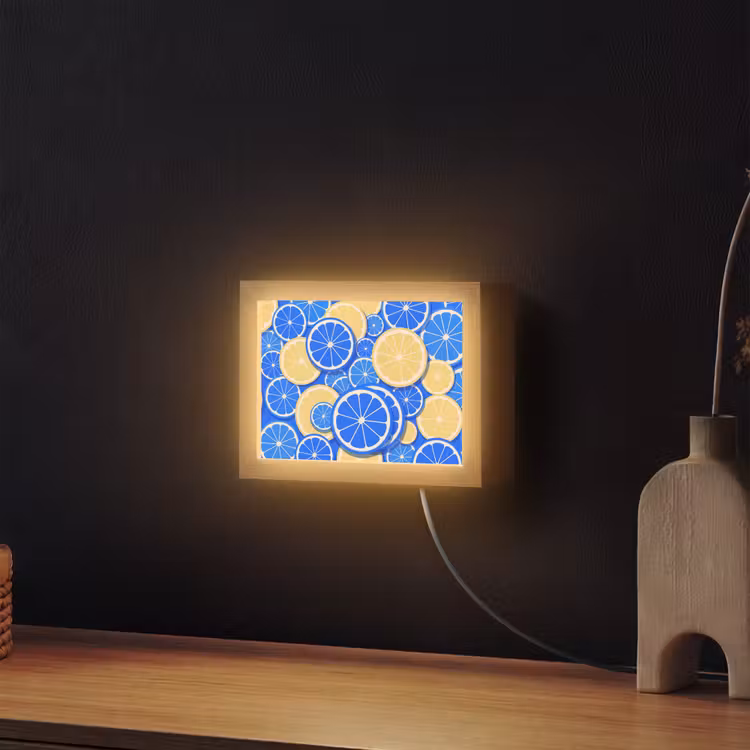 Lightbox - Wandlamp - Fruit - Schijven - Patroon - Modern - Blauw - Geel — 2