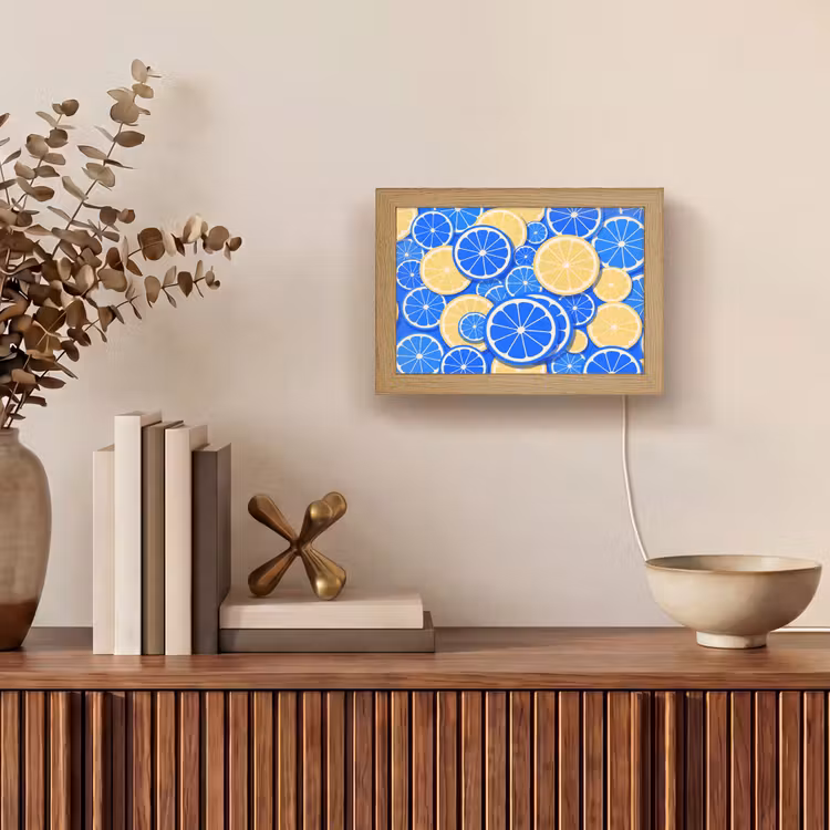 Lightbox - Wandlamp - Fruit - Schijven - Patroon - Modern - Blauw - Geel — 4