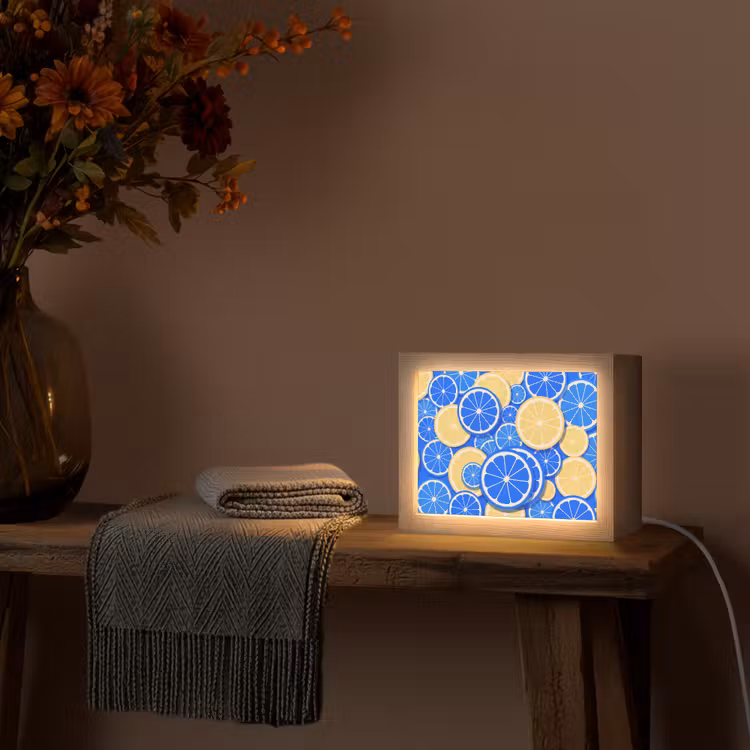 Lightbox - Wandlamp - Fruit - Schijven - Patroon - Modern - Blauw - Geel — 5