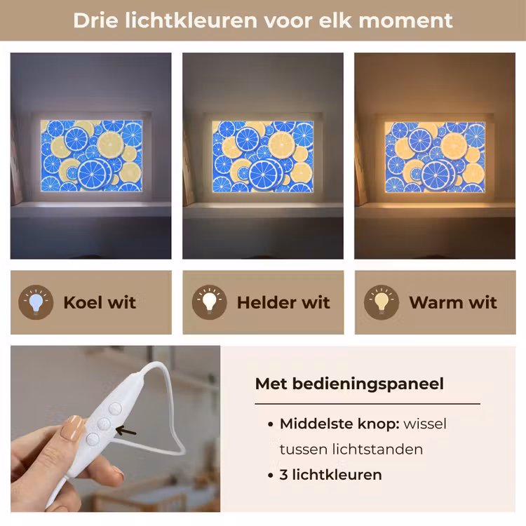 Lightbox - Wandlamp - Fruit - Schijven - Patroon - Modern - Blauw - Geel — 7