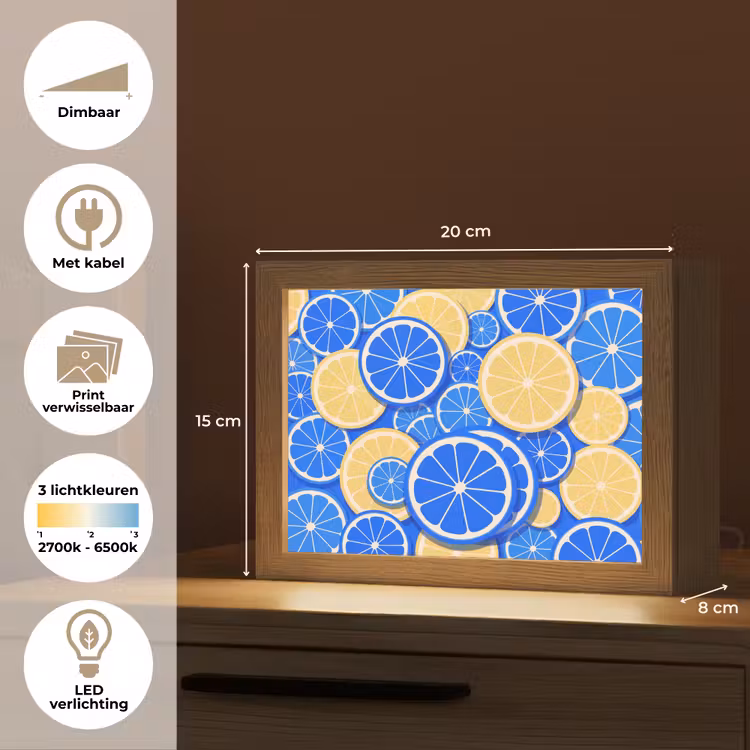 Lightbox - Wandlamp - Fruit - Schijven - Patroon - Modern - Blauw - Geel — 9