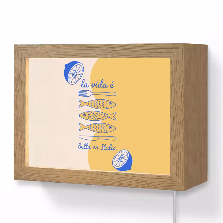 Lightbox - Wandlamp - Italië - Eten - Citroen - Vis - Grafisch — 1