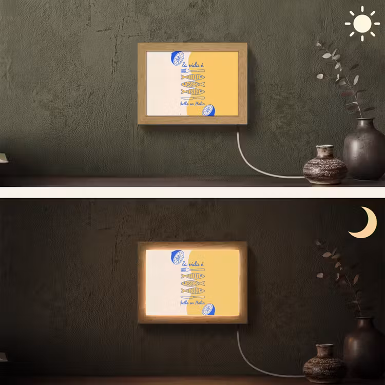 Lightbox - Wandlamp - Italië - Eten - Citroen - Vis - Grafisch — 3
