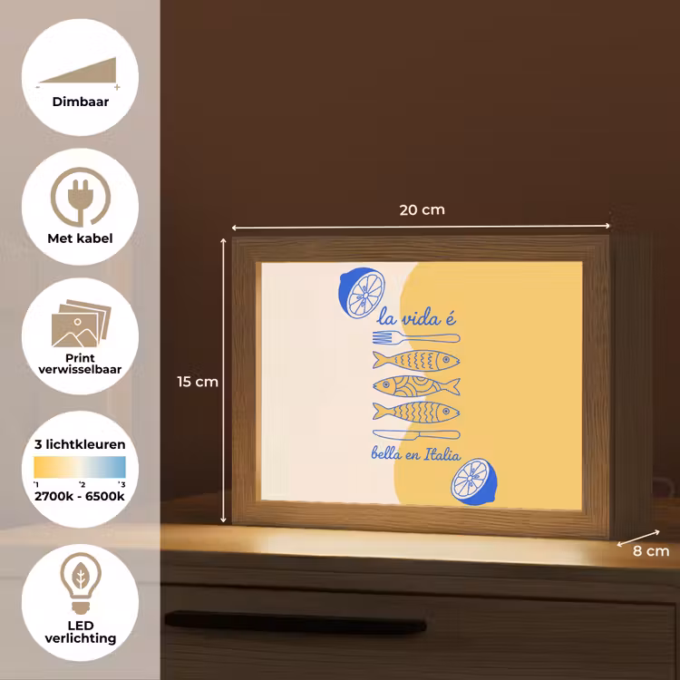 Lightbox - Wandlamp - Italië - Eten - Citroen - Vis - Grafisch — 9