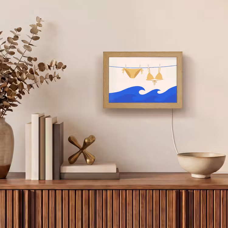 Lightbox - Wandlamp - Zwemkleding - Zee - Zomer - Illustratie - Geel — 4