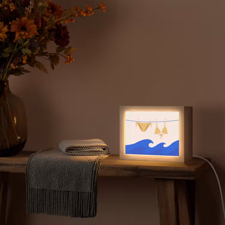 Lightbox - Wandlamp - Zwemkleding - Zee - Zomer - Illustratie - Geel — 5