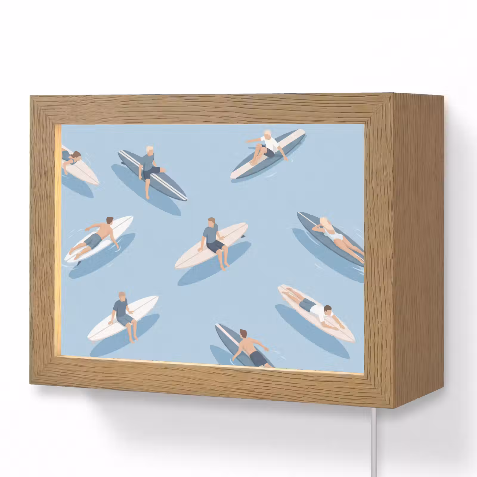 Lightbox - Wandlamp - Mensen - Surfen - Water - Zomer - Illustratie — 1