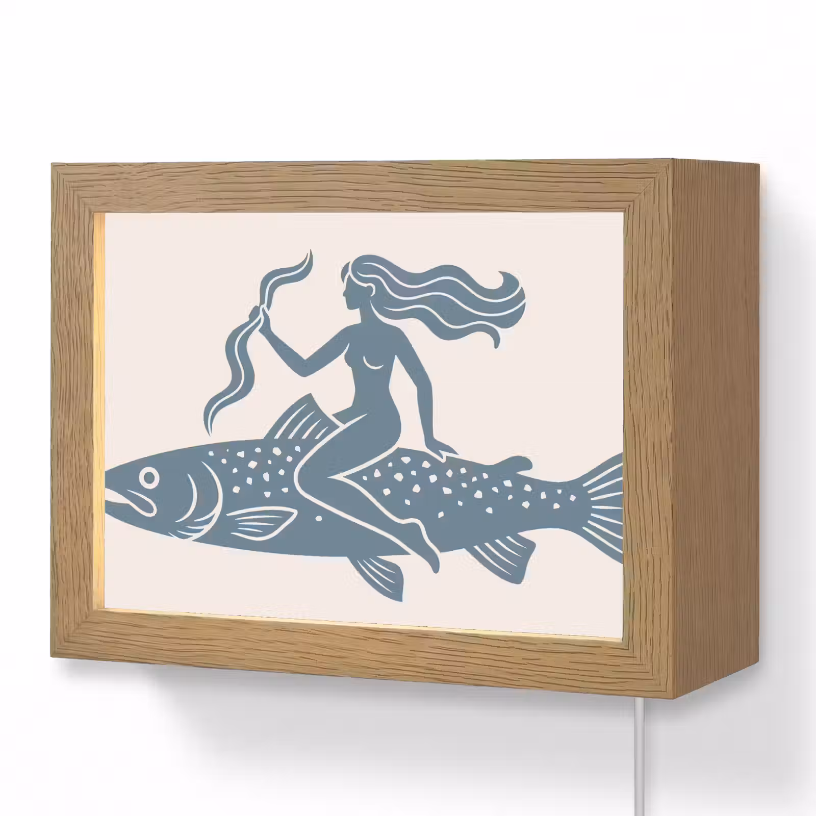 Lightbox - Wandlamp - Vrouw - Vis - Fantasie - Abstract - Blauw — 1