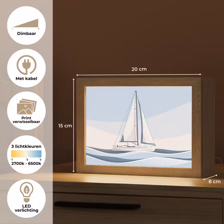 Lightbox - Wandlamp - Boot - Zeil - Zee - Modern - Beige — 9