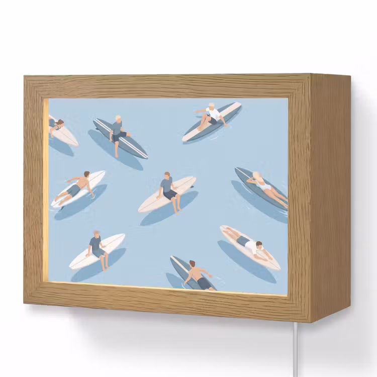 Lightbox - Wandlamp - Mensen - Surfen - Water - Zomer - Illustratie — 1