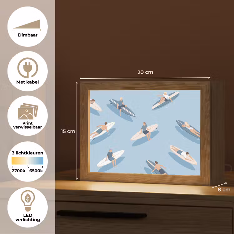 Lightbox - Wandlamp - Mensen - Surfen - Water - Zomer - Illustratie — 9