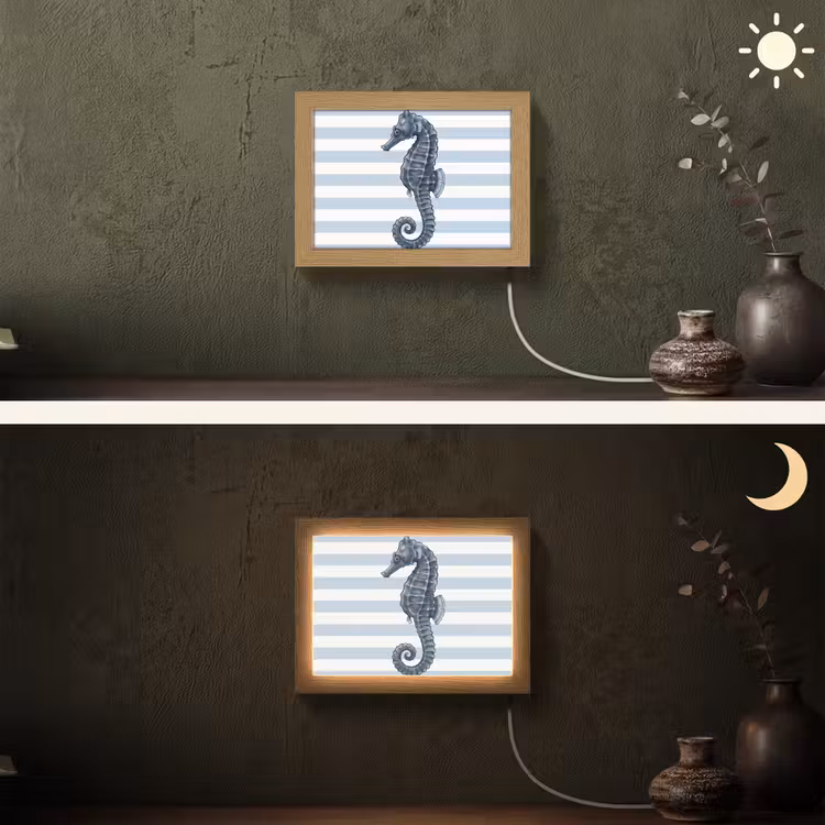 Lightbox - Wandlamp - Vis - Oceaan - Illustratie - Blauw - Strepen — 3
