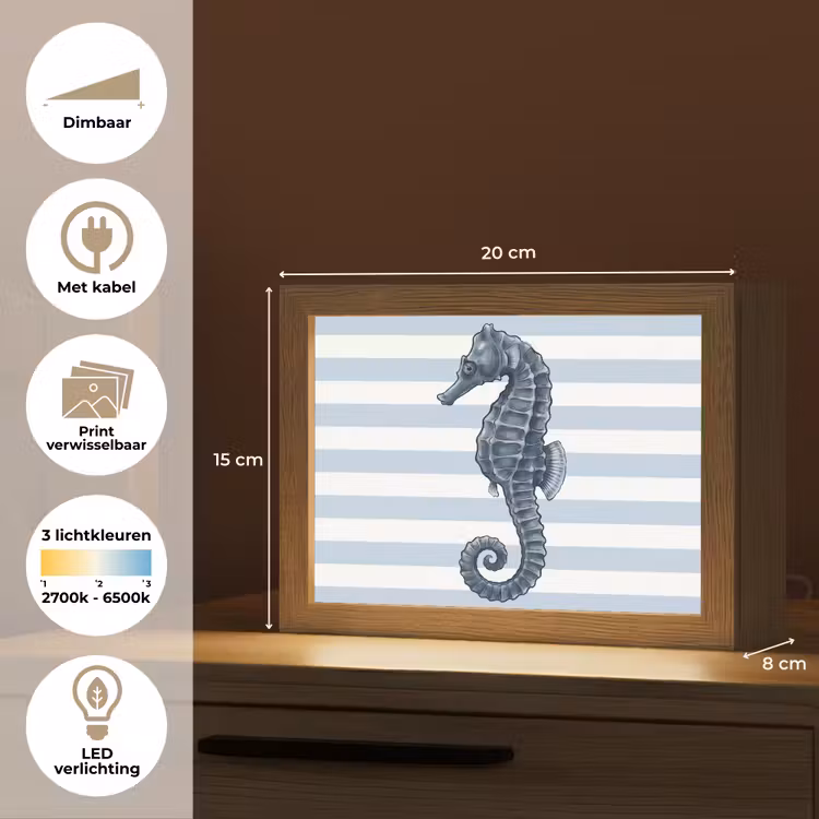Lightbox - Wandlamp - Vis - Oceaan - Illustratie - Blauw - Strepen — 9