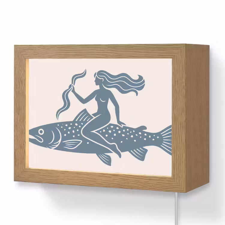Lightbox - Wandlamp - Vrouw - Vis - Fantasie - Abstract - Blauw — 1
