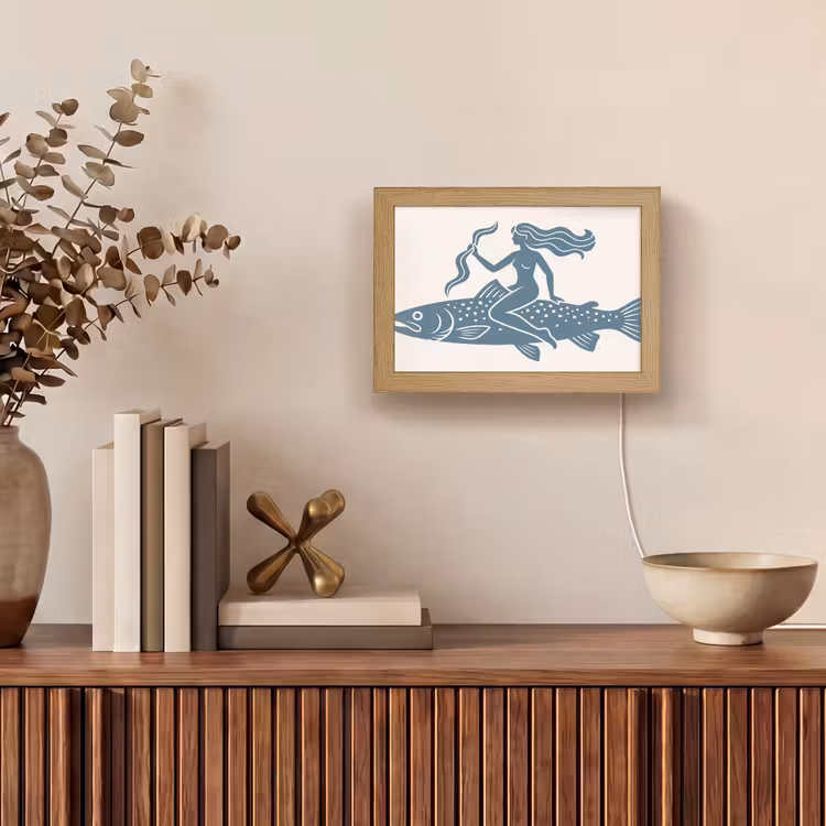 Lightbox - Wandlamp - Vrouw - Vis - Fantasie - Abstract - Blauw — 4