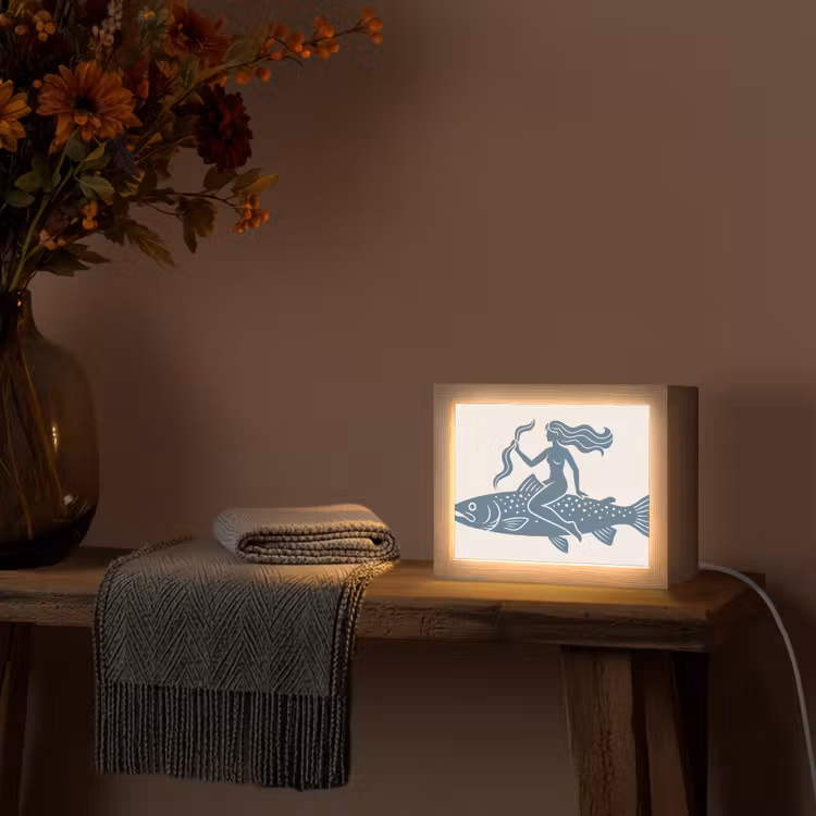 Lightbox - Wandlamp - Vrouw - Vis - Fantasie - Abstract - Blauw — 5