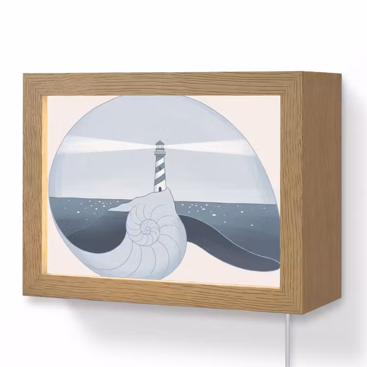 Lightbox - Wandlamp - Vuurtoren - Zee - Schelp - Abstract - Blauw — 1