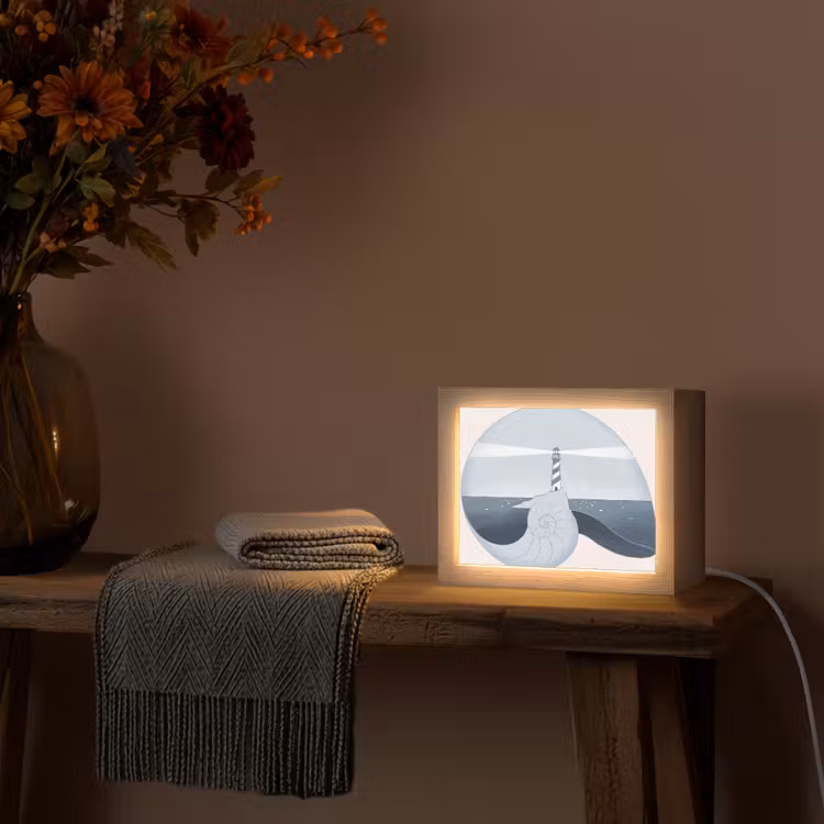 Lightbox - Wandlamp - Vuurtoren - Zee - Schelp - Abstract - Blauw — 5