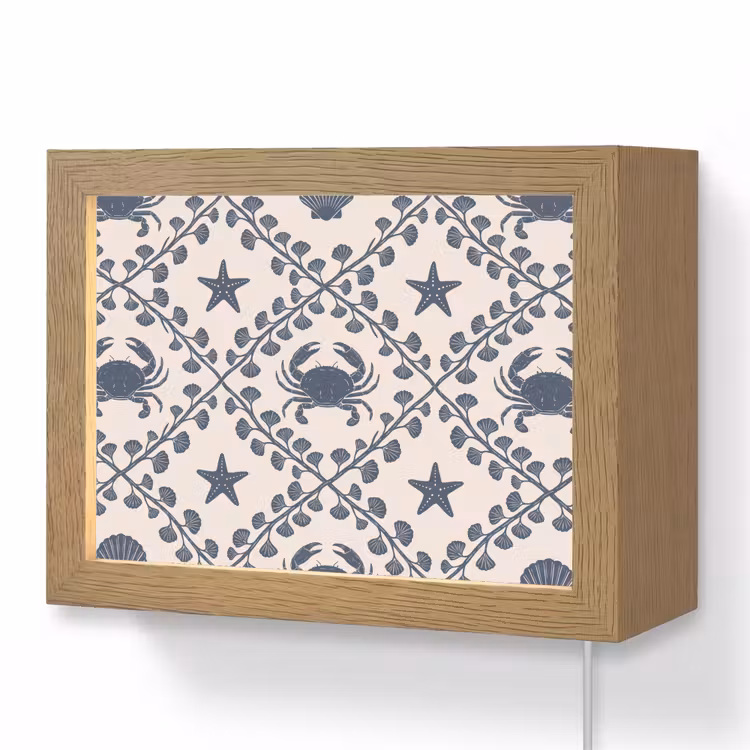 Lightbox - Wandlamp - Zee - Krab - Zeester - Patroon - Blauw — 1