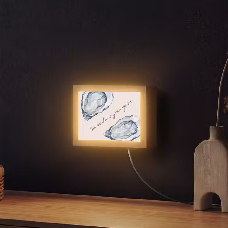 Lightbox - Wandlamp - Zeeleven - Oester - Aquarel - Minimalistisch - Blauw — 2